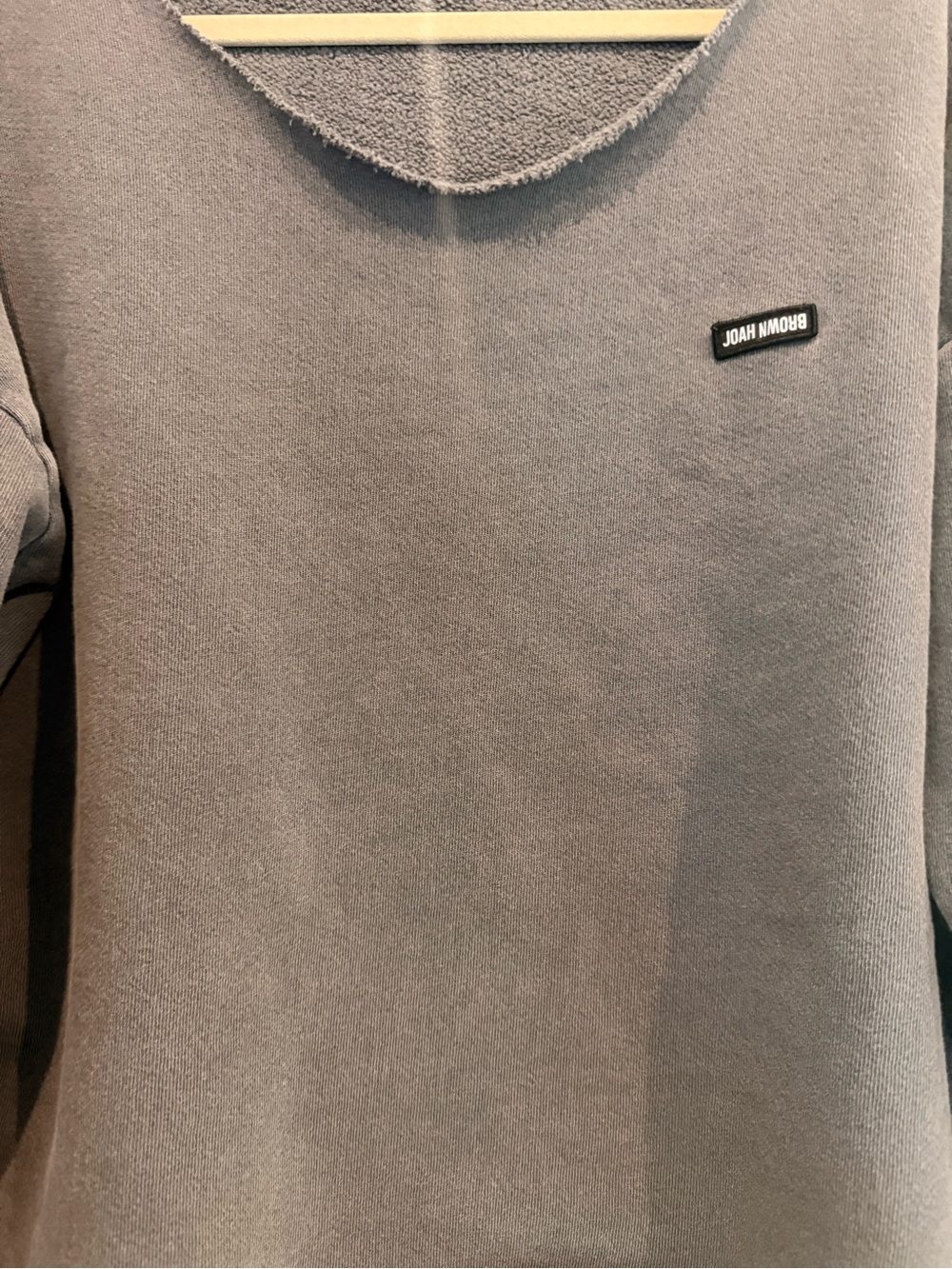Joah Brown Logo Patch Slouchy Pullover in Washed Black - Picture 5 of 10